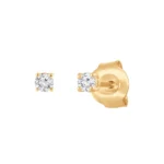 Unique Moments 1/10 Ct Round Lab Grown Diamond Stud Earrings in 10K Yellow Gold for Women (J-SI-I1)