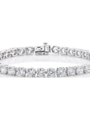 Brilliance Fine Jewelry .925 Sterling Silver Simulated Brilliant Round White Diamond Classic 4 Prong Tennis Bracelet, 7.25"