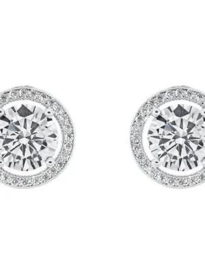 Cate & Chloe Ariel 18k White Gold Plated Silver Halo Stud Earrings