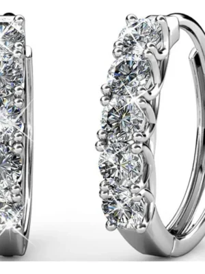 Cate & Chloe Bethany 18k White Gold Plated Silver Hoop Earrings with Swarovski Crystals