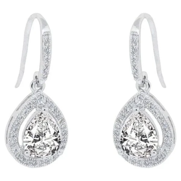 Cate & Chloe Isabel 18k White Gold Plated Silver Crystal Earrings