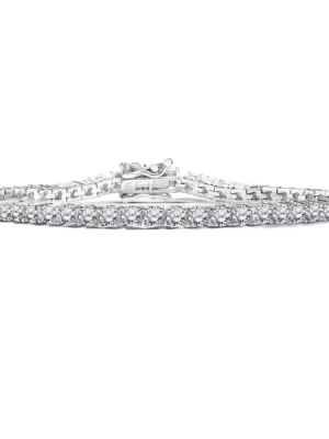 JeenMata Classic 5.5 TCW Round Cut Tennis Bracelet Eternity Design in 18K White Gold over Silver