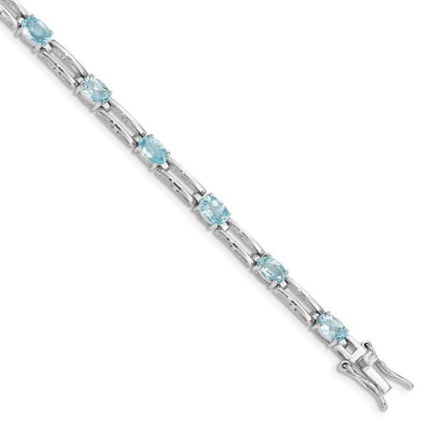 Primal Silver Sterling Silver Rhodium-plated Blue Topaz Bracelet