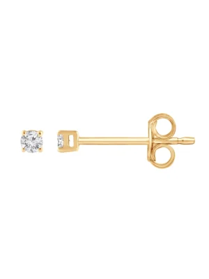 Unique Moments 1/10 Ct Round Lab Grown Diamond Stud Earrings in 10K Yellow Gold for Women (J-SI-I1)