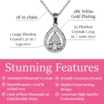 Cate & Chloe Isabel 18k White Gold Plated Silver CZ Pendant Necklace | Halo Teardrop Crystal Necklace